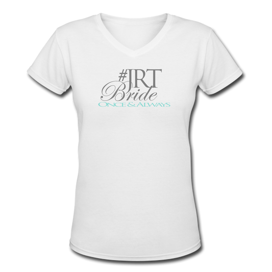 Once & Always JRTBride Fitted V-Neck T-Shirt Tiffany Blue - white