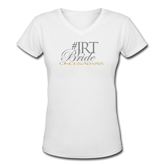 Once & Always JRTBride Fitted V-Neck T-Shirt Gold - white