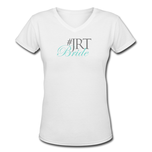 JRTBride Fitted V-Neck T-Shirt Tiffany Blue - white